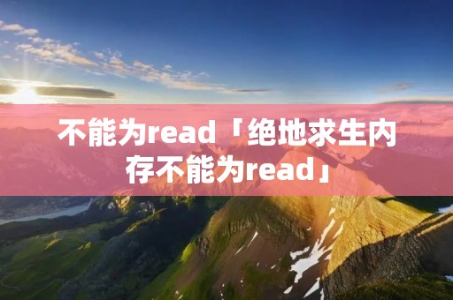 不能为read「绝地求生内存不能为read」