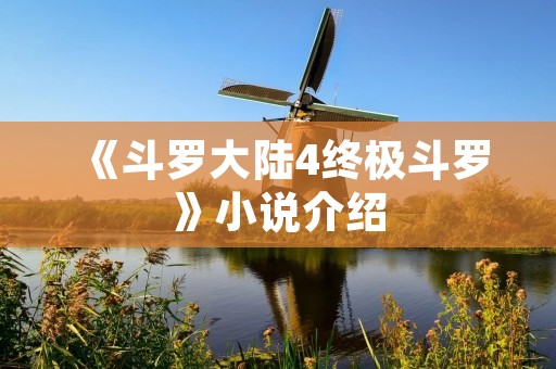 《斗罗大陆4终极斗罗》小说介绍