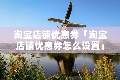 淘宝店铺优惠券「淘宝店铺优惠券怎么设置」