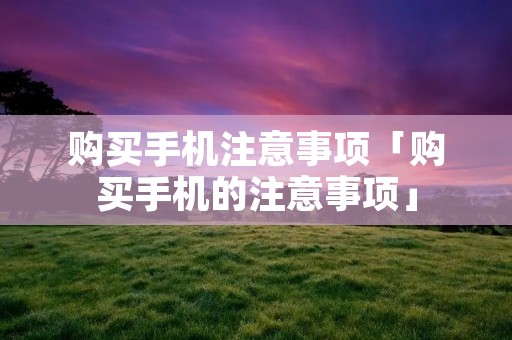 购买手机注意事项「购买手机的注意事项」 购买手机注意事项「购买手机的注意事项」