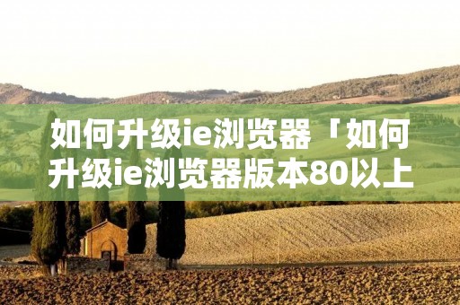 如何升级ie浏览器「如何升级ie浏览器版本80以上」