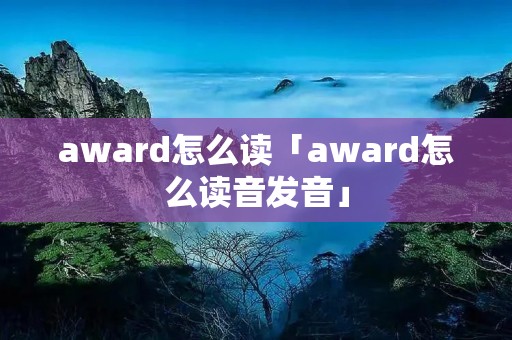 award怎么读「award怎么读音发音」