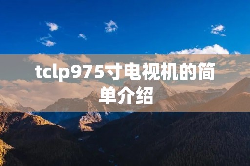 tclp975寸电视机的简单介绍