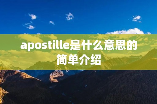apostille是什么意思的简单介绍