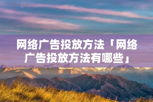 网络广告投放方法「网络广告投放方法有哪些」