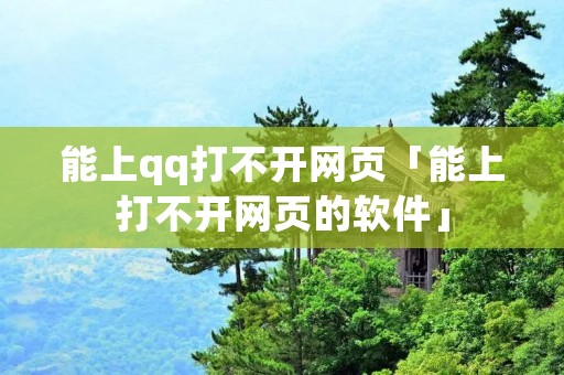 能上qq打不开网页「能上打不开网页的软件」