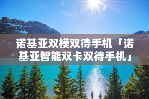 诺基亚双模双待手机「诺基亚智能双卡双待手机」