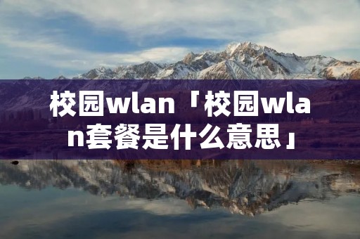 校园wlan「校园wlan套餐是什么意思」