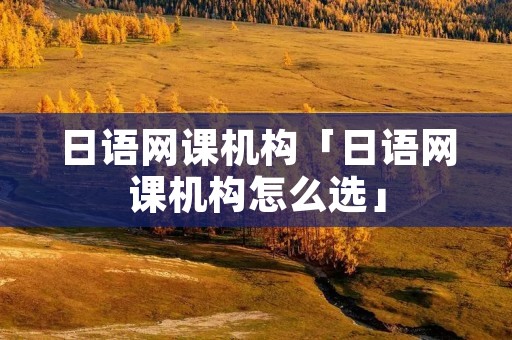 日语网课机构「日语网课机构怎么选」