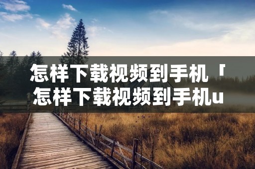 怎样下载视频到手机「怎样下载视频到手机u盘」