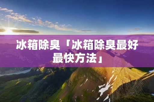 冰箱除臭「冰箱除臭最好最快方法」