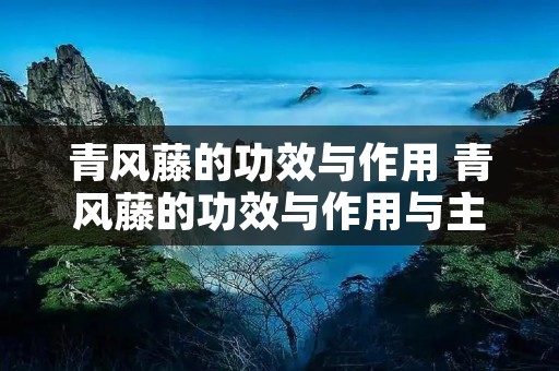青风藤的功效与作用 青风藤的功效与作用与主治