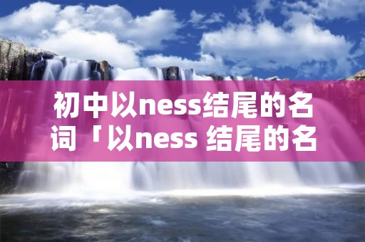 初中以ness结尾的名词「以ness 结尾的名词」