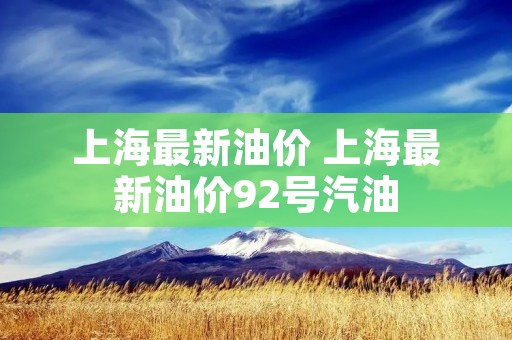 上海最新油价 上海最新油价92号汽油