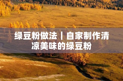 绿豆粉做法|自家制作清凉美味的绿豆粉 绿豆粉做法|自家制作清凉美味的绿豆粉