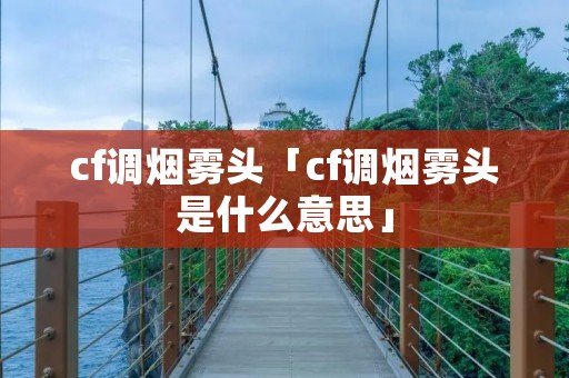 cf调烟雾头「cf调烟雾头是什么意思」