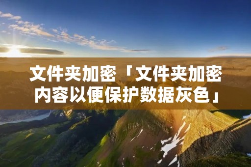 文件夹加密「文件夹加密内容以便保护数据灰色」 文件夹加密「文件夹加密内容以便保护数据灰色」