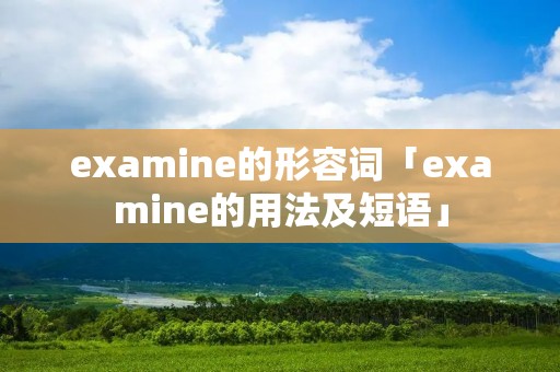 examine的形容词「examine的用法及短语」