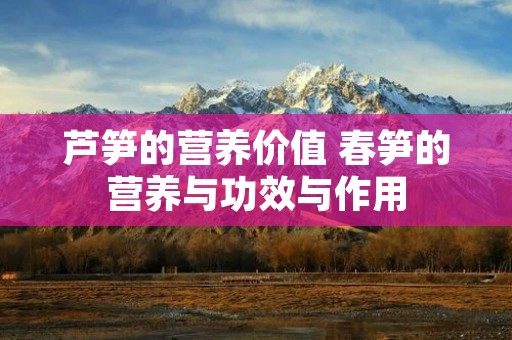 芦笋的营养价值 春笋的营养与功效与作用