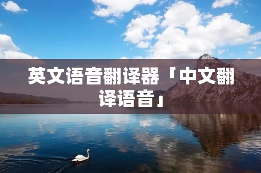 英文语音翻译器「中文翻译语音」