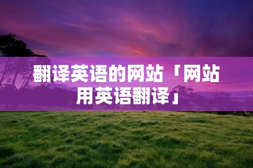 翻译英语的网站「网站用英语翻译」