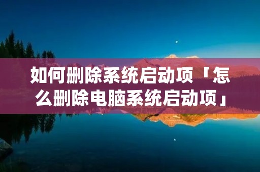 如何删除系统启动项「怎么删除电脑系统启动项」