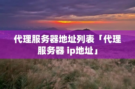 代理服务器地址列表「代理服务器 ip地址」 代理服务器地址列表「代理服务器 ip地址」