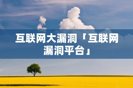 互联网大漏洞「互联网漏洞平台」