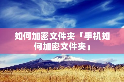 如何加密文件夹「手机如何加密文件夹」