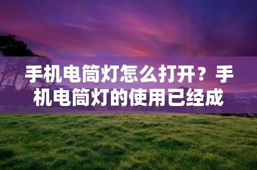 手机电筒灯怎么打开？手机电筒灯的使用已经成为我们日常生活中的常见需求之一。不论是在黑暗中寻找物品，还是在夜间行走时增加安全感，手机电筒灯都能给我们提供便利。那么，如何打开手机电筒灯呢？