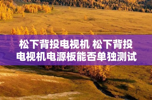 松下背投电视机 松下背投电视机电源板能否单独测试
