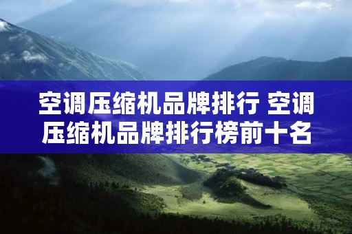 空调压缩机品牌排行 空调压缩机品牌排行榜前十名有哪些