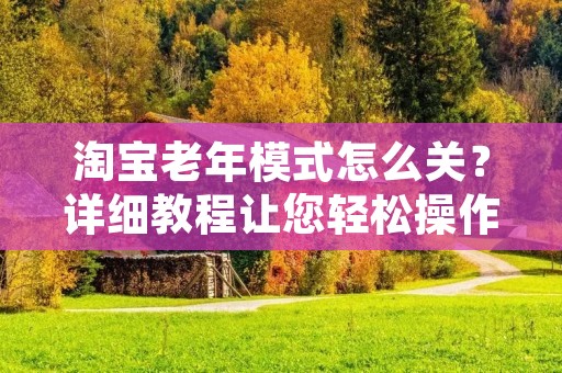 淘宝老年模式怎么关？详细教程让您轻松操作
