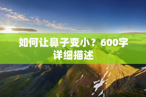 如何让鼻子变小？600字详细描述