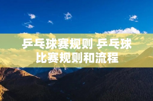 乒乓球赛规则 乒乓球比赛规则和流程