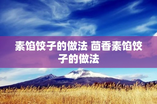 素馅饺子的做法 茴香素馅饺子的做法