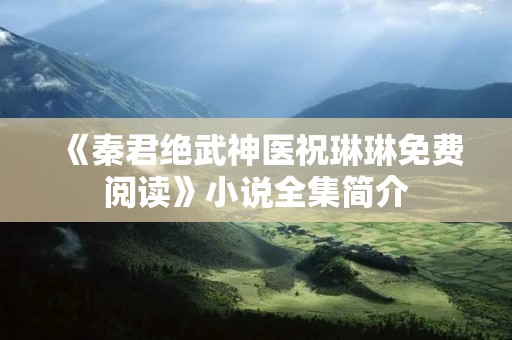 《秦君绝武神医祝琳琳免费阅读》小说全集简介