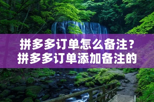拼多多订单怎么备注?拼多多订单添加备注的方法详解