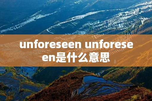 unforeseen unforeseen是什么意思