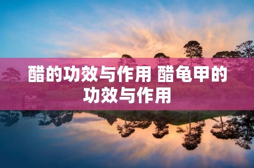 醋的功效与作用 醋龟甲的功效与作用