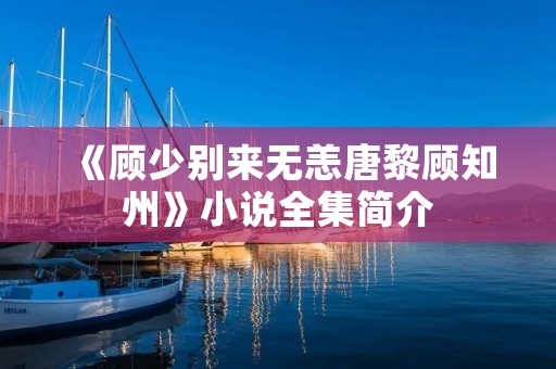 《顾少别来无恙唐黎顾知州》小说全集简介