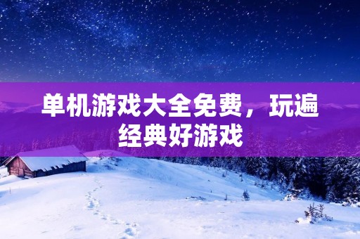 单机游戏大全免费,玩遍经典好游戏