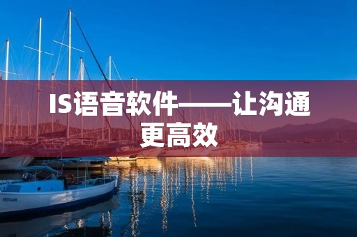 IS语音软件——让沟通更高效