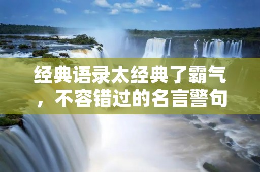 经典语录太经典了霸气，不容错过的名言警句