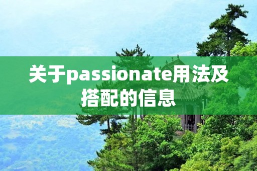 关于passionate用法及搭配的信息 关于passionate用法及搭配的信息