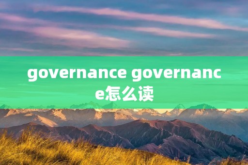 governance governance怎么读