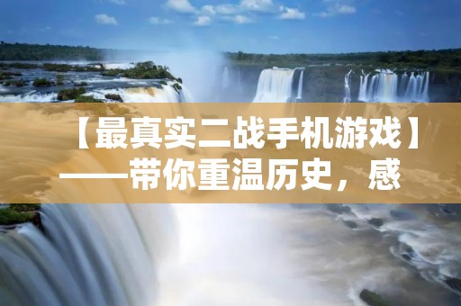 【最真实二战手机游戏】——带你重温历史，感受战争的残酷与荣耀