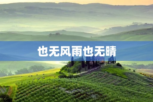 也无风雨也无晴:探索人生的无常与多变