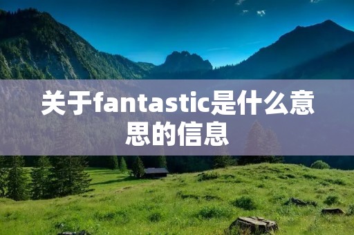 关于fantastic是什么意思的信息