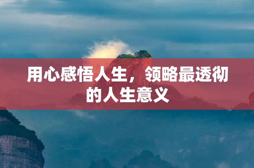 用心感悟人生,领略最透彻的人生意义